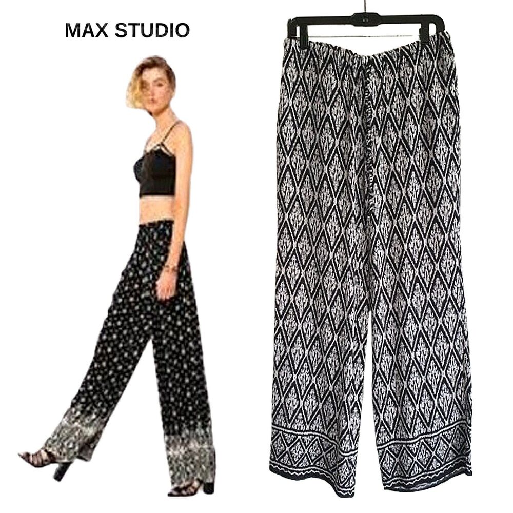 Max Studio New Bohemian Drawstring Flowing Wide L… - image 1